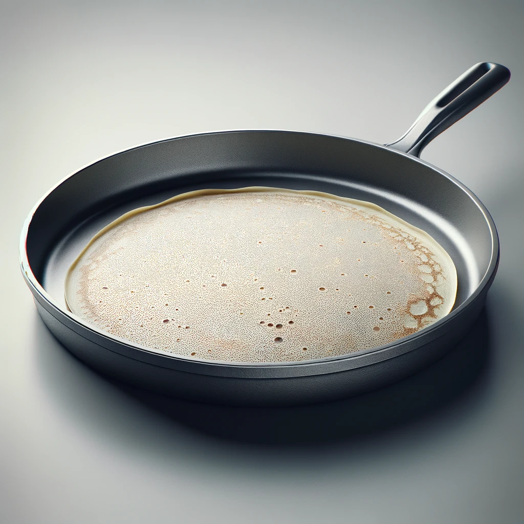 The image highlighting the specialized design of a crepe pan, perfect for making thin and delicate crepes with ease.